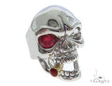 10K White Gold Skull Ring With Cigar 65097