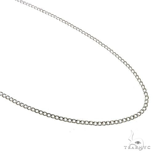 10K White Gold Thin Hollow Curb Link Chain 20 Inches 2.3mm   67261 - Image 1