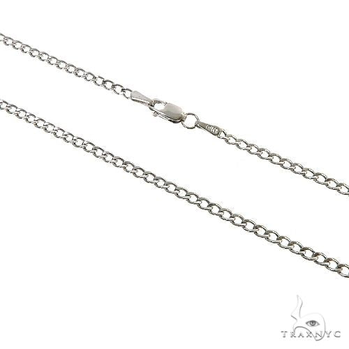 10K White Gold Thin Hollow Curb Link Chain 22 Inches 2.3mm   67262 - Image 2