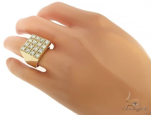 10K Yellow Gold 4 Row Diamond Ring 65991 - Image 9
