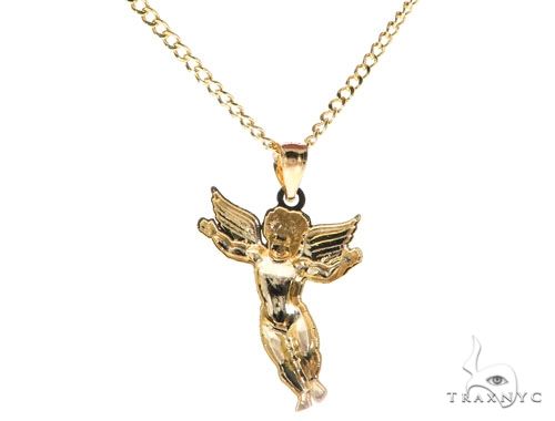 10K Gold Angel Charm Pendant Set 61805 | TraxNYC