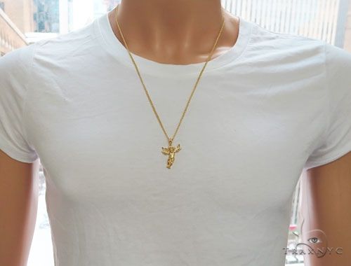 10K Gold Angel Charm Pendant Set 61805 | TraxNYC