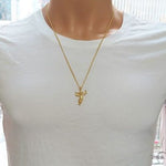 10K Gold Angel Charm 24 Inches Cuban Link Chain Set 61805 - Image 6