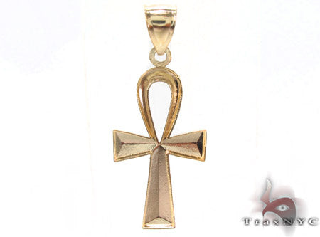 10K Yellow Gold Ankh Cross Crucifix 33927 - Image 3