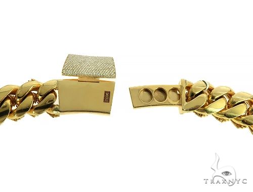 10K Yellow Gold Cuban Link Diamond Chain 66221 - Image 7