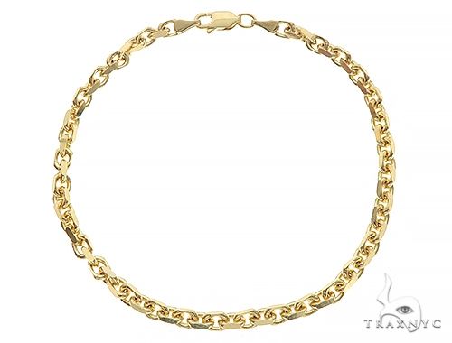 14k Yellow Gold Diamond Cut Solid Anchor Link Bracelet 8.25 Inches 3mm   65554 - Image 1