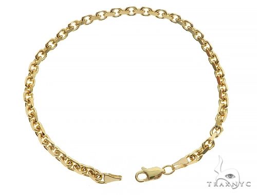14k Yellow Gold Diamond Cut Solid Anchor Link Bracelet 8.25 Inches 3mm   65554 - Image 3