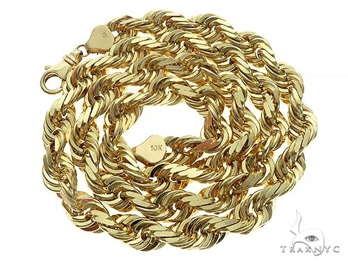 10K Gold Diamond Cut Solid Rope Link Chain 24 Inches 7mm   65686 - Image 3