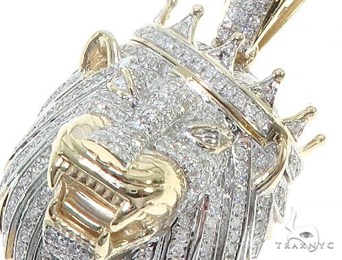 10K Gold Diamond Lion King Crown Pendant 65252 - Image 4