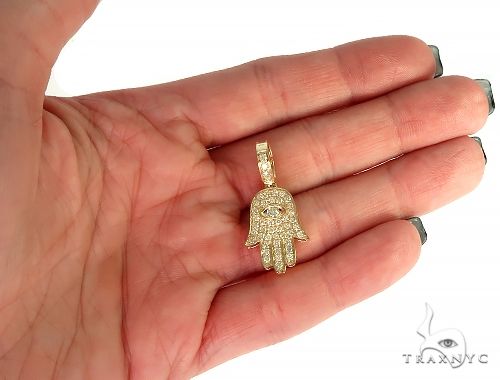 14K Gold Hamsa Diamond Pendant 66169 - Image 5
