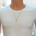 10K Yellow Gold Heart Crucifix Cross Charm 24 Inches Cuban Link Chain Set 61811 - Image 5