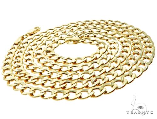 10K Yellow Gold Hollow Curb Chain 4.2mm, photo 4 of 7