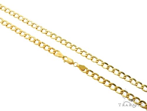 10K yellow gold hollow curb link chain, 20 inches, 5.3mm wide — flat link close-up detail