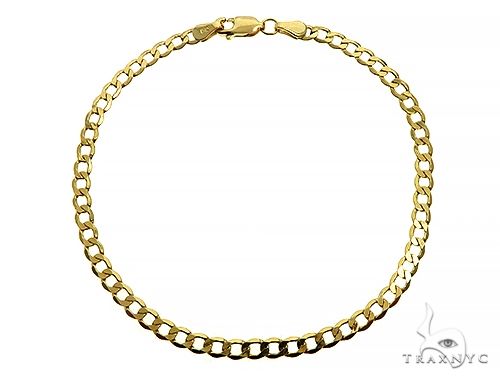 8-inch 10K yellow gold hollow curb link men's bracelet, 3.5mm width, polished finish.