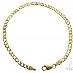 8-inch 10K yellow gold hollow curb link men's bracelet, 3.5mm width, polished finish.