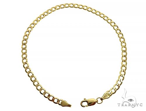 8-inch 10K yellow gold hollow curb link men's bracelet, 3.5mm width, polished finish.