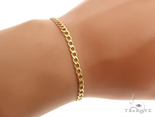8-inch 10K yellow gold hollow curb link men's bracelet, 3.5mm width, polished finish.