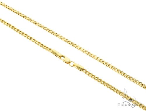 2mm hollow Franco chain in 10K yellow gold, flat lay showing interlocked link pattern