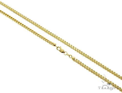 10K yellow gold hollow Franco chain 2.5mm – close-up of structured Franco links in yellow gold