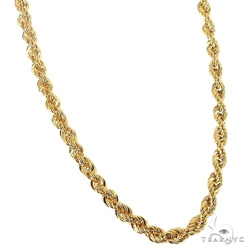 10K Yellow Gold Hollow Rope Chain 3mm, view 2
