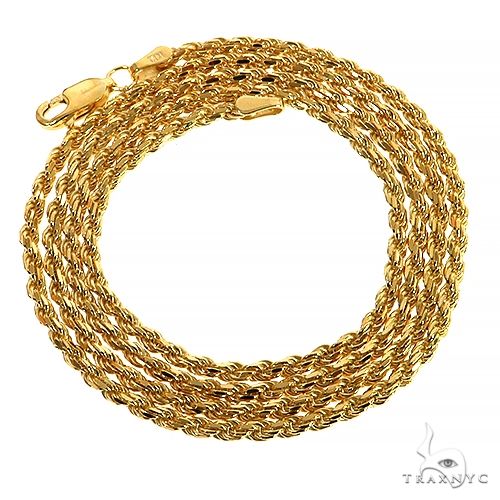 10K Yellow Gold Hollow Rope Link Chain 3mm 63422 | TraxNYC