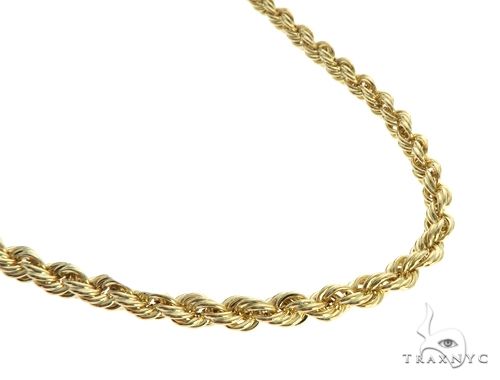 22-inch 5mm 10k yellow gold hollow rope link chain with lobster clasp closure