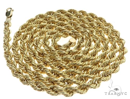 10k Yellow Gold Hollow Rope Link Chain 22 Inches 5mm 63386 - Image 4
