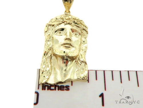 10K Yellow Gold Jesus Pendant L 57113 - Image 6