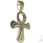 10K Gold Micro Pave Diamond Ankh Cross Crucifix 63627 - Image 2