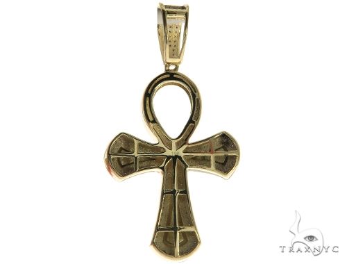 10K Gold Micro Pave Diamond Ankh Cross Crucifix 63627 - Image 4