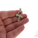 10K Gold Micro Pave Diamond Ankh Cross Crucifix 63627 - Image 5
