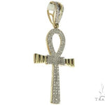 10K Gold Micro Pave Diamond Small Ankh Cross Crucifix 63611 - Image 2