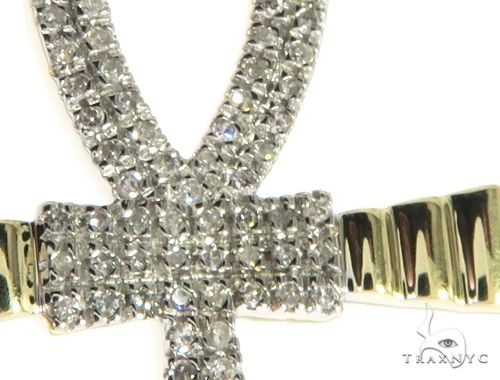 10K Gold Micro Pave Diamond Small Ankh Cross Crucifix 63611 - Image 3