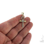 10K Gold Micro Pave Diamond Small Ankh Cross Crucifix 63611 - Image 5