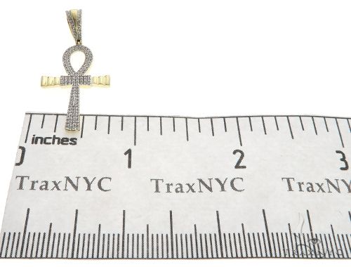 10K Gold Micro Pave Diamond Small Ankh Cross Crucifix 63611 - Image 7