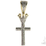 10K Gold Micro Pave Diamond Small Crowned Cross 63614 - Image 1