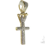 10K Gold Micro Pave Diamond Small Crowned Cross 63614 - Image 2
