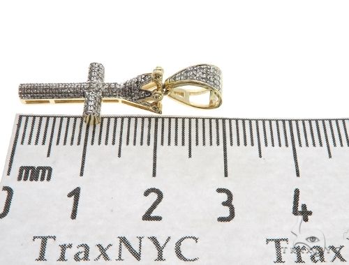 10K Gold Micro Pave Diamond Small Crowned Cross 63614 - Image 7