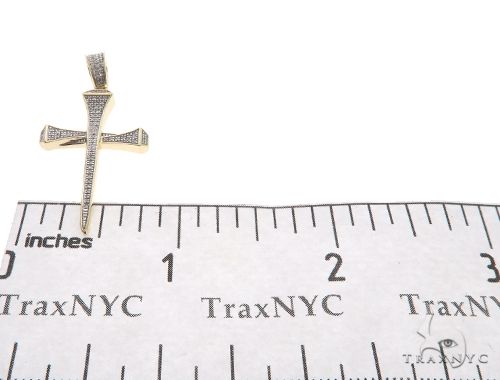 10K Gold Micro Pave Diamond Small Nail Cross Pendant 63616 - Image 7