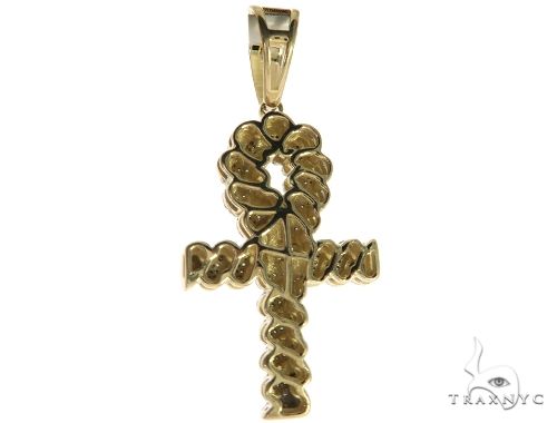 10K Gold Micro Pave Diamond Twisted Ankh Cross Crucifix, photo 4 of 7