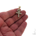 10K Gold Micro Pave Diamond Twisted Ankh Cross Crucifix 63617 - Image 5