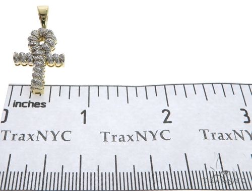 10K Gold Micro Pave Diamond Twisted Ankh Cross Crucifix, photo 7 of 7
