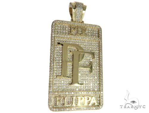 10K Yellow Gold Prong Diamond Custom Made Pie Flippa Pendant 63529 - Image 1