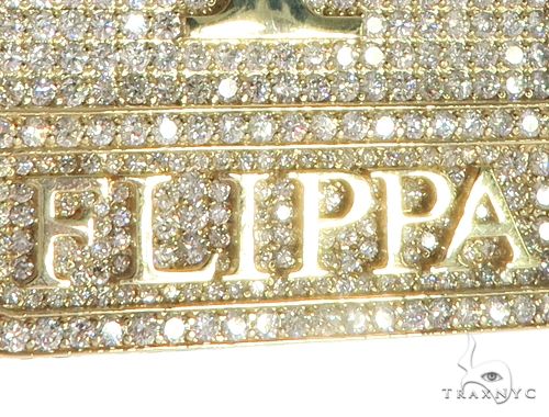 10K Yellow Gold Prong Diamond Custom Made Pie Flippa Pendant 63529 - Image 7