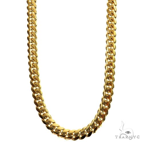 22-inch 5mm 10K yellow gold solid Miami Cuban link chain for men