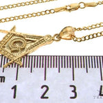 10K Yellow Gold Square and Compasses Masonic Instruments Charm 24 Inches Cuban Link Chain Set 61817 - Image 5