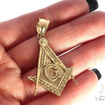 10K Yellow Gold Square and Compasses Masonic Instruments Charm Pendant 61782 - Image 5