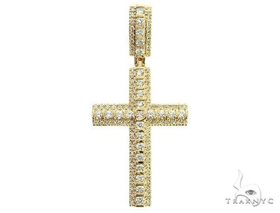 10K Yellow Gold Tension Diamond Cross