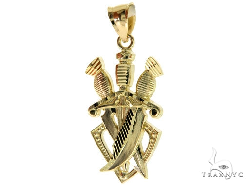 10K Gold Three Daggers Pendant, photo 3 of 7