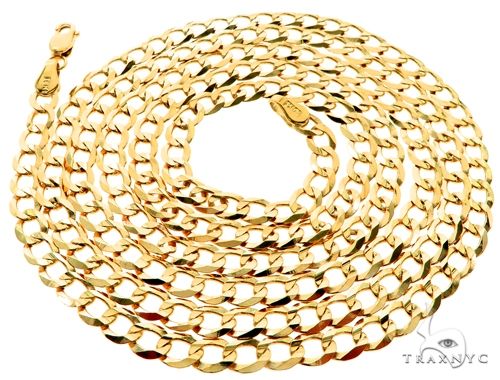 10k Yellow Gold Hollow Curb Link Chain 22 Inches 4mm, photo 4 of 6